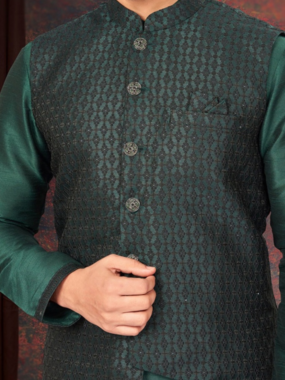Deep Green Andaaz Men’s Kurta & Vest